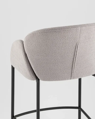 Стул барный Melia, серый, сиденье УТ000040514 Stool Group, серый/букле, ножки/металл/чёрный, размеры - ***** фото 6