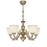 Люстра подвесная  L 7155/5 Reccagni Angelo бежевая на 5 ламп, основание золотое в стиле классический 