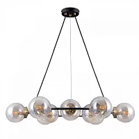 Люстра подвесная Планета CL105195 Citilux прозрачная янтарная на 9 ламп, основание венге в стиле современный лофт шар