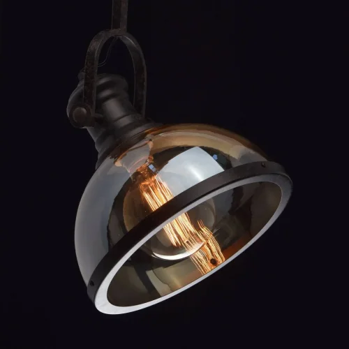 Светильник подвесной лофт Нойвид 682012001 MW-Light прозрачный янтарный на 1 лампу, основание чёрное в стиле лофт фото 3