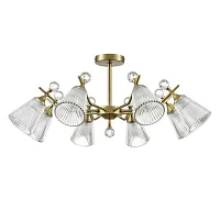 Люстра потолочная Aurica 8046/8C Lumion прозрачная на 8 ламп, основание латунь в стиле классический 
