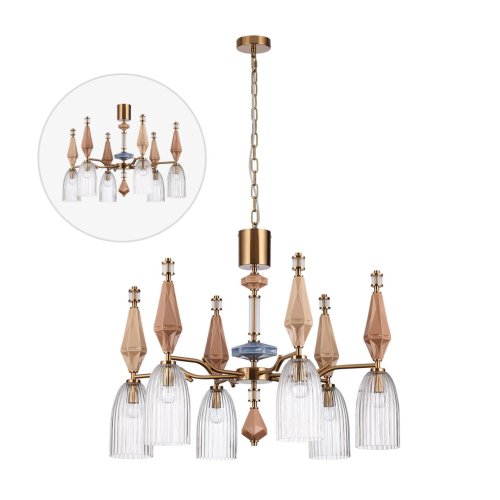 Люстра подвесная Terra 5414/6 Odeon Light прозрачная на 6 ламп, основание античное бронза латунь в стиле классический современный Люстра подвесная Terra 5414/6 Odeon Light прозрачная на 6 ламп, основание античное бронза латунь в стиле классический современный