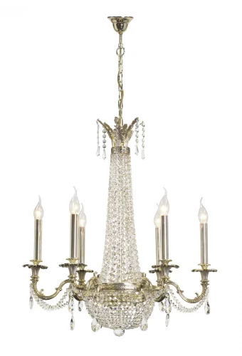 Люстра хрустальная подвесная Ancona E 1.6.6.300 SB Dio D'Arte прозрачная без плафона на 6 ламп, основание серое серебряное в стиле классический 