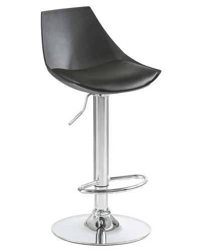 Стул барный 3000-LM ROCKY, цвет сиденья черный, цвет основания хром Dobrin, чёрный/экокожа, ножки/металл/хром, размеры - 830*1040***380*480