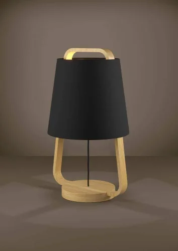 Настольная лампа Camaloza 390187 Eglo чёрная 1 лампа, основание бежевое коричневое дерево металл в стиле современный  фото 2