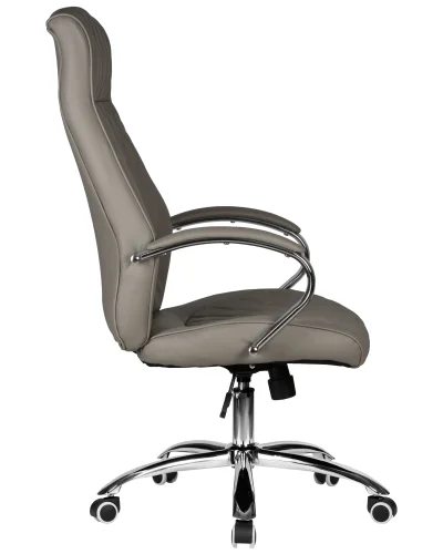 Офисное кресло для руководителей 117B-LMR BENJAMIN, цвет серый Dobrin, серый/экокожа, ножки/металл/хром, размеры - 1200*1270***670*670 фото 3