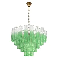 Люстра подвесная Мурано / Murano 10580/800 Clear green LOFT IT зелёная на 18 ламп, основание бронзовое в стиле арт-деко современный Люстра подвесная Мурано / Murano 10580/800 Clear green LOFT IT зелёная на 18 ламп, основание бронзовое в стиле арт-деко современный