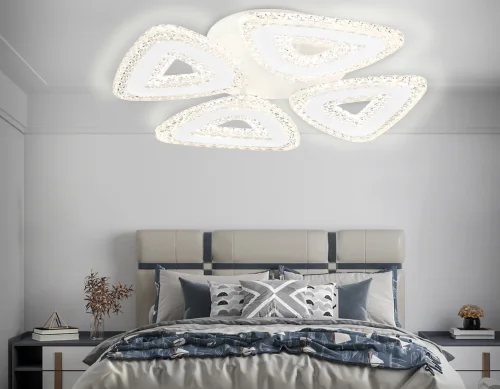 Люстра потолочная LED с пультом FA4019 Ambrella light белая на 1 лампа, основание белое в стиле современный хай-тек с пультом фото 2