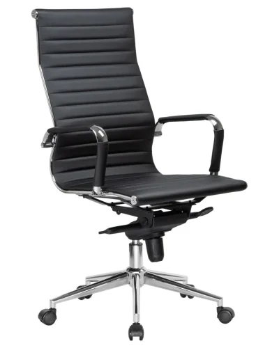 Офисное кресло для руководителей 101F-LMR CLARK, цвет чёрный Dobrin, чёрный/экокожа, ножки/металл/хром, размеры - 1090*1150***680*680 фото 2