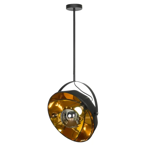 Светильник подвесной Klamath LSP-0556-C120 Lussole золотой чёрный 1 лампа, основание чёрное в стиле лофт 