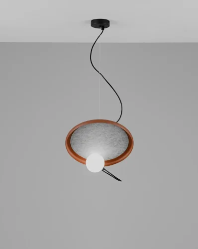 Светильник подвесной Cosmi V10696-PL Moderli белый серый 1 лампа, основание чёрное в стиле современный 