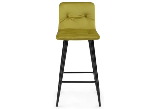 Барный стул Stich khaki 15055 Woodville, зелёный/велюр, ножки/металл/чёрный, размеры - ****430*480 фото 2