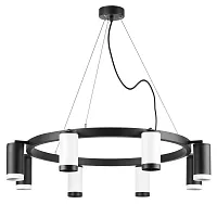 Люстра подвесная Rullo LR01836437467 Lightstar чёрная белая на 8 ламп, основание чёрное в стиле хай-тек 
