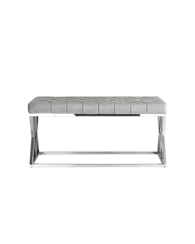 Банкетка-скамейка ИНСИГНИЯ, вельвет серый, сталь серебро УТ000001876 Stool Group на 1 , основание в стиле фото 5