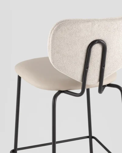 Стул полубарный Masey, бежевый, с бежевой экокожей УТ000039582 Stool Group, бежевый/рогожка, ножки/металл/чёрный, размеры - ***** фото 6