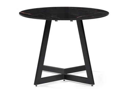 Стеклянный стол Алингсос 100(140)х100х76 обсидиан / черный 532386 Woodville столешница чёрная из стекло фото 5