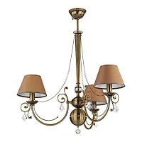 Люстра подвесная Coco COC-ZW-3(P/A) Kutek коричневая на 3 лампы, основание бронзовое в стиле классический 