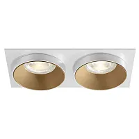 Светильник точечный CLT 044C2 GO-WH-WH Crystal Lux золотой белый на 2 лампы, основание золотое белое в стиле современный прямоугольный