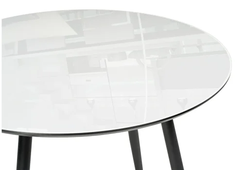 Стеклянный стол Абилин 100 ультра белый / черный / черный матовый 516543 Woodville столешница белая из стекло фото 4