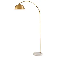 Торшер 484-405-01 Velante изогнутый матовый золото на 1 лампу, основание матовое золото белое в стиле лофт современный Торшер 484-405-01 Velante изогнутый матовый золото на 1 лампу, основание матовое золото белое в стиле лофт современный