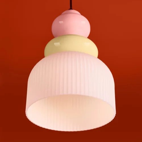 Светильник подвесной Alzare FR5595PL-01B4 Freya разноцветный белый на 1 лампу, основание чёрное в стиле современный мемфис фото 7