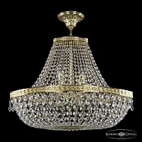 Люстра потолочная хрустальная 19013/H1/55IV G Bohemia Ivele Crystal прозрачная на 6 ламп, основание золотое в стиле классика sp