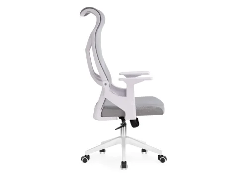Компьютерное кресло Klif gray / white 15606 Woodville, серый/сетка, ножки/пластик/белый, размеры - *1240***620*650 фото 2