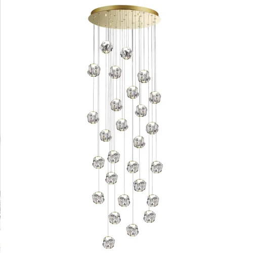 Люстра каскадная LED Jemstone 5085/120L Odeon Light прозрачная на 1 лампу, основание золотое в стиле современный фото 3