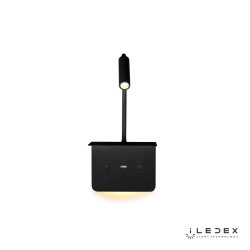 Бра с выключателем LED с usb Support 7031C BK iLedex чёрный на 1 лампа, основание чёрное в стиле хай-тек современный для чтения гибкая ножка фото 2