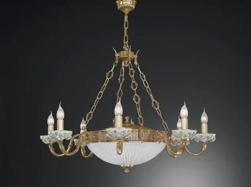 Люстра подвесная L 9110/8+3 Reccagni Angelo белая на 11 ламп, основание золотое в стиле классический 