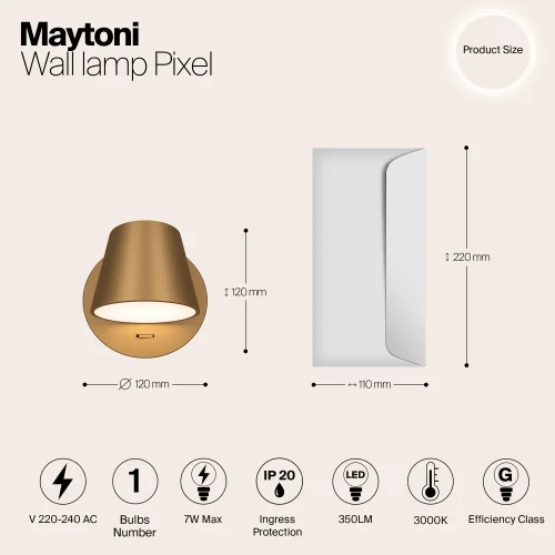 Бра с выключателем LED Pixel MOD421WL-L6BS3K Maytoni латунь на 1 лампу, основание латунь в стиле фото 7