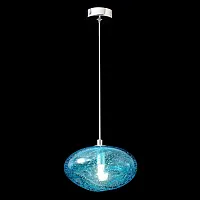 Светильник подвесной FORMLESS SP1 BLUE Crystal Lux голубой на 1 лампу, основание хром в стиле современный выдувное