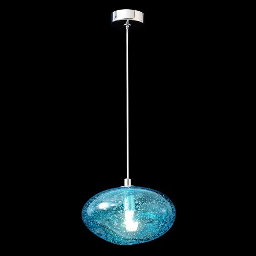 Светильник подвесной FORMLESS SP1 BLUE Crystal Lux голубой на 1 лампу, основание хром в стиле современный выдувное Светильник подвесной FORMLESS SP1 BLUE Crystal Lux голубой на 1 лампу, основание хром в стиле современный выдувное