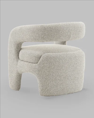 Кресло лаунж Bones, серебристый УТ000041678 Stool Group, серебряный/букле, ножки/фанера/серебристый серый, размеры - *****мм фото 5