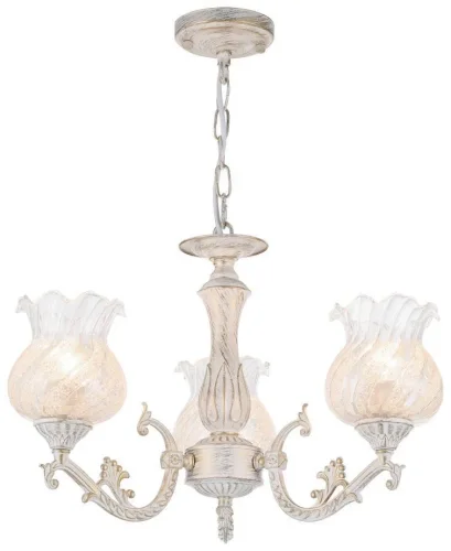 Люстра подвесная 351-003-03 Velante прозрачная на 3 лампы, основание бежевое в стиле классический 
