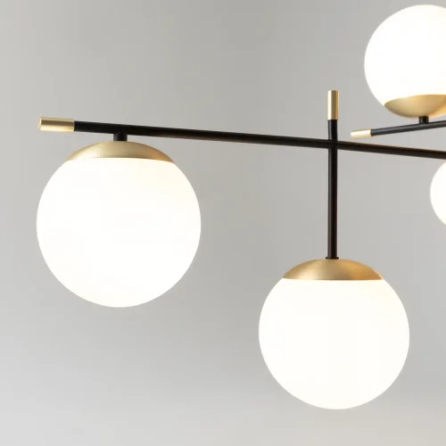 Люстра на штанге Nostalgia MOD048PL-09G Maytoni белая на 9 ламп, основание матовое золото в стиле современный шар фото 10 Люстра на штанге Nostalgia MOD048PL-09G Maytoni белая на 9 ламп, основание матовое золото в стиле современный шар фото 10