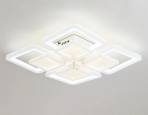 Люстра потолочная LED с пультом FA4283 Ambrella light белая на 1 лампа, основание белое в стиле современный хай-тек с пультом квадраты фото 5