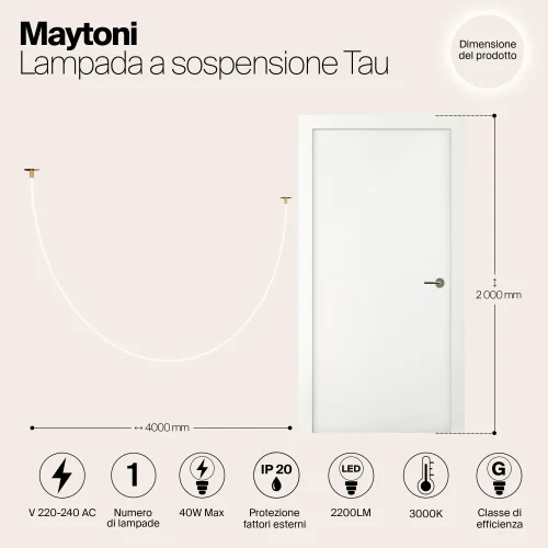 Светильник подвесной LED Tau MOD146PL-L40G3K Maytoni белый на 1 лампу, основание золотое в стиле современный хай-тек фото 5