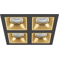 Светильник точечный Domino quadro D54703030303 Lightstar чёрный золотой 4 лампы, основание чёрное в стиле хай-тек модерн 