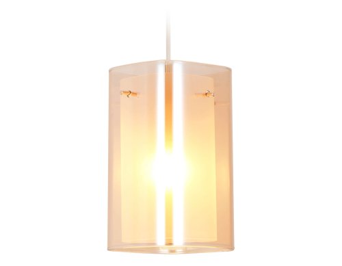 Светильник подвесной TR3681 Ambrella light белый прозрачный 1 лампа, основание золотое в стиле классический современный 