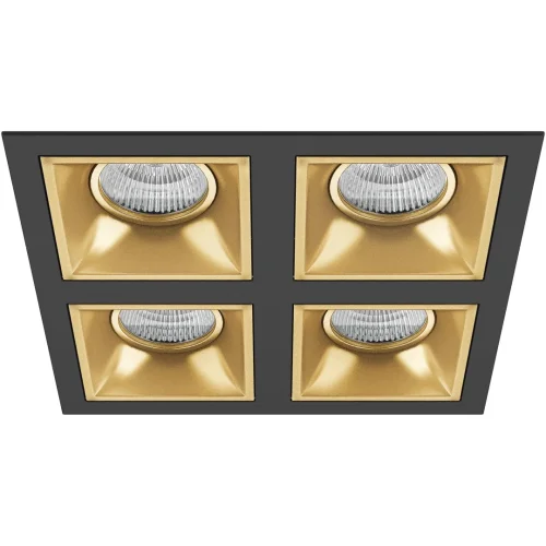 Светильник точечный Domino quadro D54703030303 Lightstar чёрный золотой 4 лампы, основание чёрное в стиле современный хай-тек 