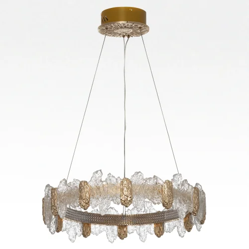 Люстра подвесная LED с пультом Lava CL250162 Citilux прозрачная янтарная на 1 лампу, основание золотое в стиле современный кольца с пультом фото 4 Люстра подвесная LED с пультом Lava CL250162 Citilux прозрачная янтарная на 1 лампу, основание золотое в стиле современный кольца с пультом фото 4