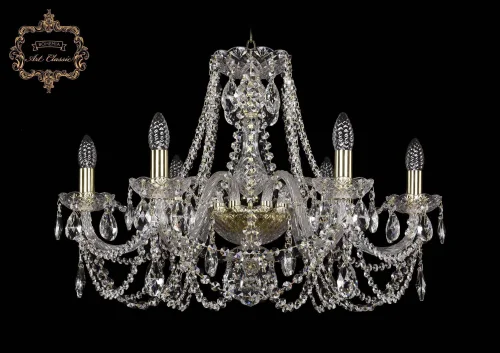 Люстра подвесная хрустальная 11.11.6.240.Gd.Sp Bohemia Art Classic прозрачная на 6 ламп, основание золотое в стиле классический 