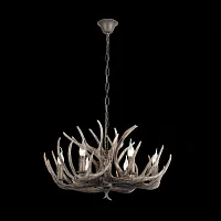 Люстра подвесная Corna SL154.703.06 ST-Luce без плафона на 6 ламп, основание серое в стиле кантри замковый рога Люстра подвесная Corna SL154.703.06 ST-Luce без плафона на 6 ламп, основание серое в стиле кантри замковый рога