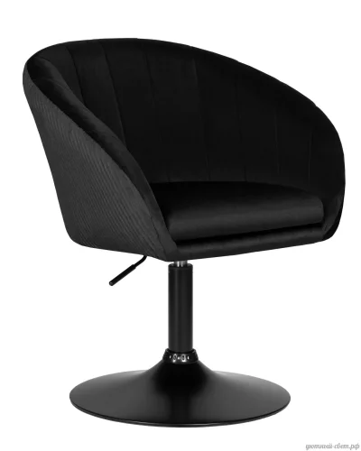 Кресло дизайнерское 8600_BlackBase-LM EDISON BLACK, цвет сиденья черный велюр (1922-21), цвет основания черный Dobrin, чёрный/велюр, ножки//чёрный, размеры - 750*900***600*570