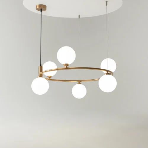 Люстра подвесная Ring MOD013PL-06BS1 Maytoni белая на 6 ламп, основание латунь в стиле современный шар фото 8