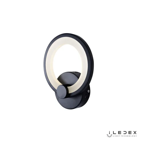Бра LED Ring A001/1 BK iLedex чёрный на 1 лампа, основание чёрное в стиле хай-тек современный кольца