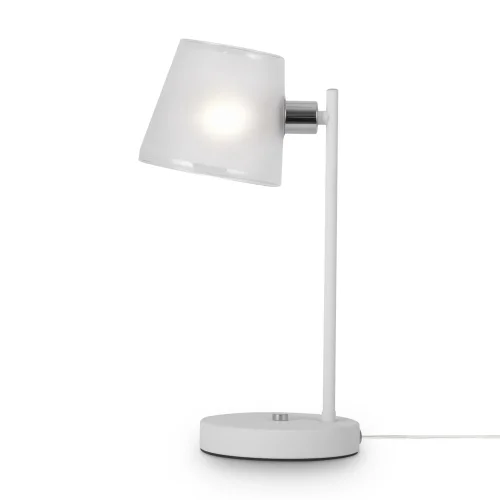 Настольная лампа офисная Gino FR5108TL-01CH Freya белая 1 лампа, основание хром металл в стиле современный 