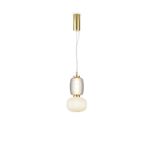 Светильник подвесной LED Pattern MOD267PL-L18G3K Maytoni белый прозрачный 1 лампа, основание золотое в стиле современный арт-деко 