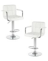 Стул барный набор 2 шт. SET-2 5011-LM KRUGER ARM, цвет сиденья белый, цвет основания хром Dobrin, /экокожа, ножки/металл/хром, размеры - 920*1130***515*490